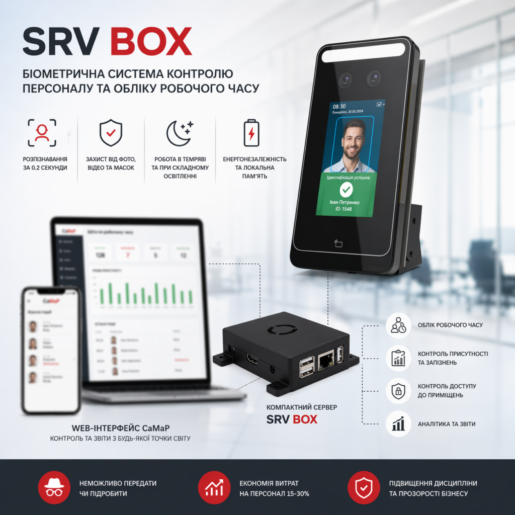 SRV Box — біометрична система обліку робочого часу та контролю персоналу